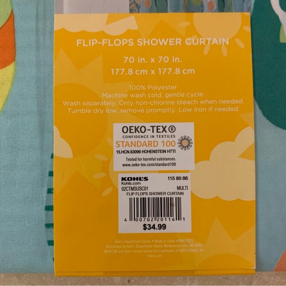 OekoTex Bath Celebrate Summer Together Flipflops Shower Curtain